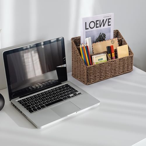 Mail Organizer Countertop,Mail Organizer For Desk,Mail Basket(Brown) - Image 3