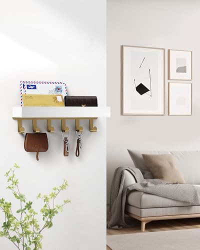 Key Holder Wall Mount Magnetic Adhesive, Key Hooks Rack with Shelf - Image 3