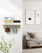 Key Holder Wall Mount Magnetic Adhesive, Key Hooks Rack with Shelf - Image 3