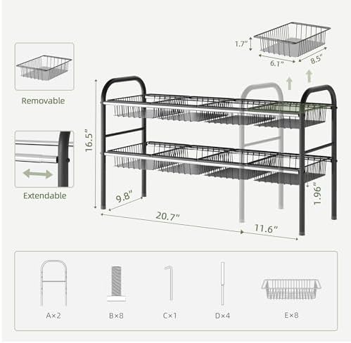 Under Sink Organizers and Storage,Expandable under cabinet organizer Shelf - Image 3