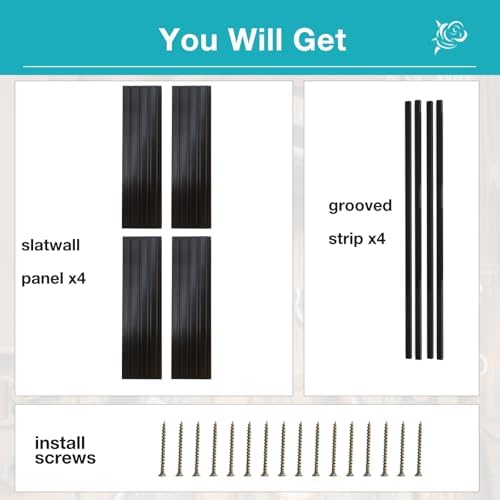 NeatiEase Slatwall Panel Wall Storage Systems, 4 x 4ft Slat Wall Paneling Garage Wall Organizer, Heavy Duty Wall Mounted PVC Wall Rack (Black) - Image 4