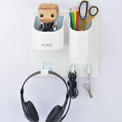 Bedside Shelf Organizer,Stick On Adhesive Wall Mounted Floating Shelf Holder for Phone,Headset,Remote-Good for Home,Dorm,Bedroom(Vertical Type/Black) - Image 5