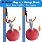 MUTUACTOR Updated Magnetic Hook Heavy Duty,40lbs 2-Pack Super Strong Magnet Garage Hook,Anti-Scratch Large Magnets Hook for Hanging Impact Drivers Trailer Cord Shovel Tool Organizer - Image 2