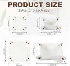 uxcell 2 Pcs Valet Tray for Women and Men, PU Leather Jewelry Tray Entryway Table Bedside Nightstand Catchall Storage Organizer for Jewelry Key Coin Watch Wallet(Square, White) - Image 2