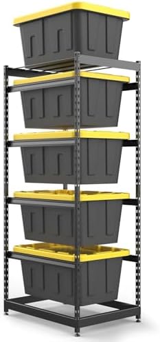 FERO 27 Gallon Tote Storage Rack, Heavy-Duty Storage Bin Rack Organizer, 5-Tier Standing Storage Bin Shelves, 250 lb Capacity, Maximize Space for Garage, Warehouse, Utility by FERO