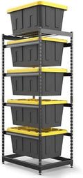 FERO 27 Gallon Tote Storage Rack, Heavy-Duty Storage Bin Rack Organizer, 5-Tier Standing Storage Bin Shelves, 250 lb Capacity, Maximize Space for Garage, Warehouse, Utility by FERO