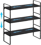 15.5 to 25.5 Inch Kitchen Cabinet Shelf Organizers, Adjustable Kitchen Counter Shelf Organizer, Set of 3 Expandable Countertop Storage Shelves, Stackable Design, 30LBS Heavy Duty, Space Saver by X-cosrack