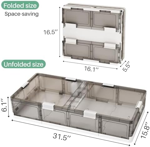 Kitstorack Plastic Under Bed Storage Containers,2 Pack Underbed Storage with Wheels,Foldable and Stackable Under Bed Organizer,Moisture and Dust-proof Storage Boxes for Clothes Shoes,13.6 Gal - Image 3