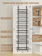 Delamu Adjustable Over the Door Pantry Organizer, 9-Tier Metal Pantry Organization and Storage for Kitchen, Hanging Spice Rack Seasoning Shelves, Cabinet Door Organizer for Easy Install, 16" Black - Image 2