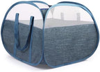 Collapsible Laundry Baskets, Tear Proof Pop Up Laundry Hamper with Large Capacity, Sturdy Foldable Laundry Basket, Easy to Carry Laundry Hamper for Home, Laundry Room, Bedroom, Dorm, Travel Blue by BATTOO