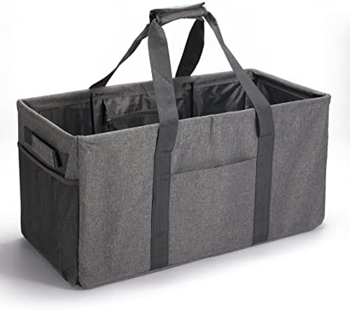 Joyfol Day Extra Large Utility Tote Bag, Reusable Grocery Bags Foldable,Upgraded Metal Frame, With Sturdy Handles Reinforced Bottom Heavy Duty Oxford Fabric Moving Shopping Bags, Gray by JoyfolDay