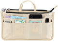 BTSKY Printing Handbag Organizers Inside Purse Insert - High Capacity 13 Pockets Bag Tote Organizer with Handle Beige by BTSKY