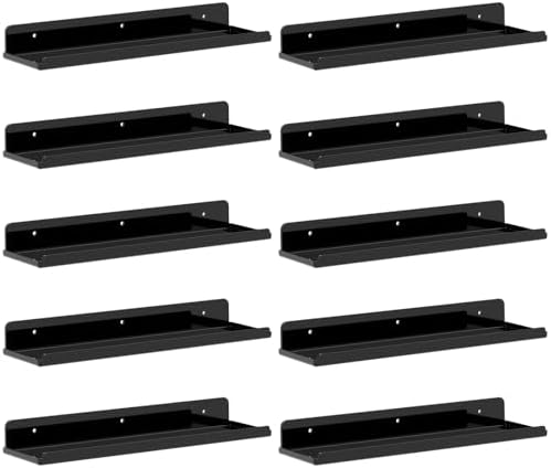Lifewit Acrylic Floating Shelves for Wall 14" Black, 10 Pack by Lifewit