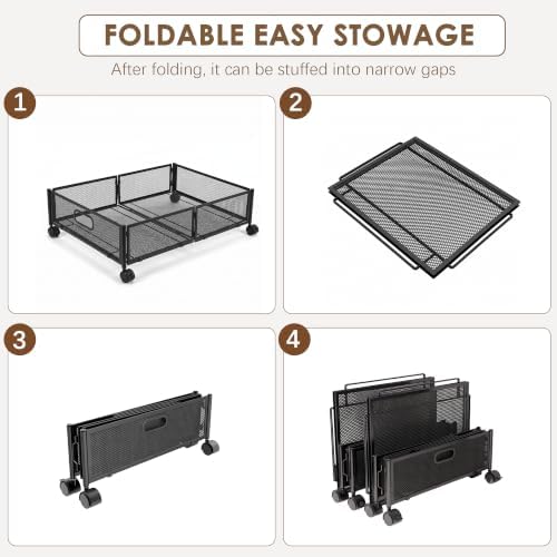 VECELO Under Bed Storage Containers with Wheels, Foldable Shoe Organizer Drawer with Handles, Space Saving for bedroom, Tool-free Assembly, 2 Pack - Image 7