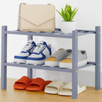 Smiry Bamboo Shoe Rack, 8 Vertical Slats, 2 Tier - 17.3" Wide, Grey by Smiry
