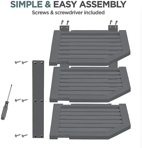Grey Plate Organizer for Cabinet - 3 Tier Gray Bamboo Corner Cabinet Organizer Shelf for Plates Bowls Mugs Cups, Kitchen Cabinet Organizer, Cabinet Shelf Organizer, Countertop Rack, 10 x 10 x 9.5 Gray - Image 6