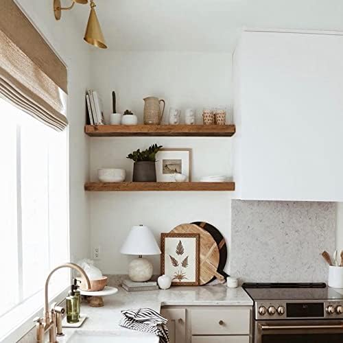 QEEIG Floating Shelves for Wall 35.4" Long - Wall Mounted Shelf Bathroom Kitchen Living Room Bedroom Farmhouse Home Decor Display Bookshelf Large 35.4 x 9.3 inch Set of 2, Rustic Brown (008-90BN) - Image 5