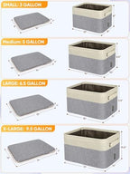 BALEINE 1 Pack Fabric Closet Storage Bins for Shelves, Linen Closet Organizers and Storage, Decorative Baskets for Organizing, Shelf, Clothes, Home, Office (Grey, 17''x13''x10.5'') - Image 2