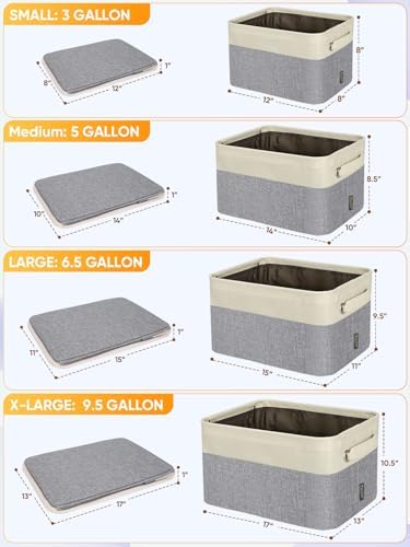 BALEINE 3 Pack Fabric Closet Storage Bins for Shelves, Linen Closet Organizers and Storage, Decorative Baskets for Organizing, Shelf, Clothes, Home, Office (Grey, 15"x11"x9.5") - Image 2