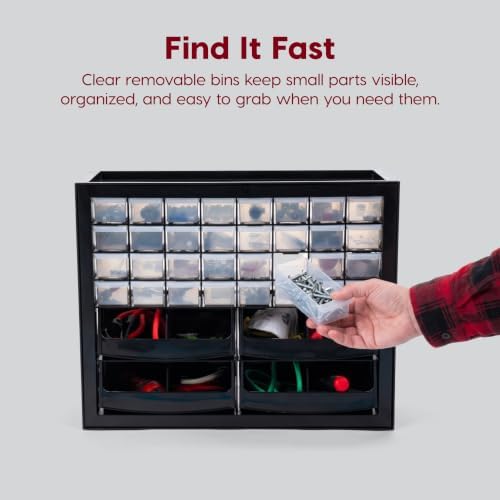 IRIS USA 32-Drawer Organizer with 4 Bins and Dividers, Garage Tool, Black - Image 5