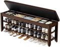 Homleke 47.2" Wide Solid Wood Shoe Rack Bench with Flip-Top Storage by Homleke