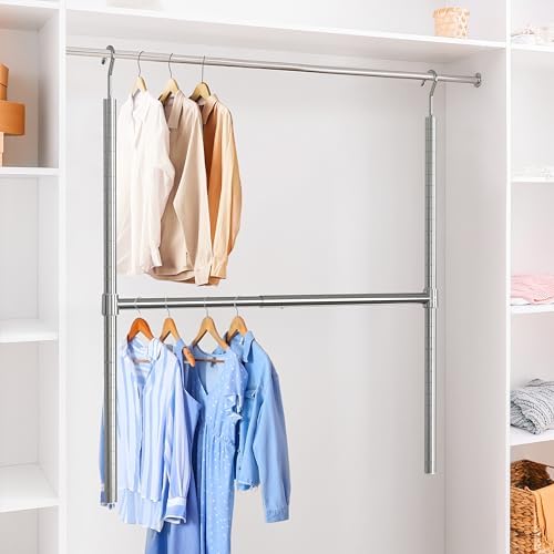 Simple Houseware Adjustable Closet Hanging Rod, Chrome - Image 6