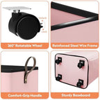 SpaceTrove Rolling Laundry Basket with Wheels, Laundry Hamper, 80L, Pink - Image 7