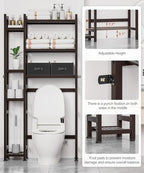 Homde Bamboo Over The Toilet Storage Organizer: Basket and Drawer (Brown) - Image 5