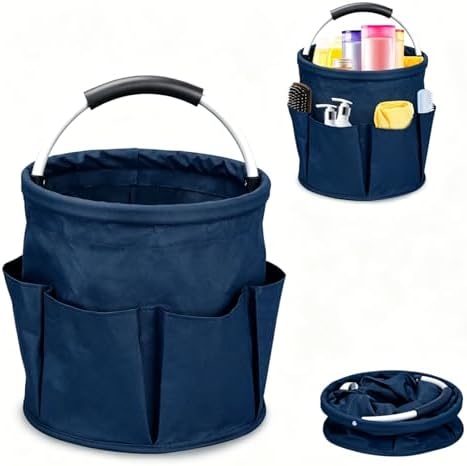 17L Foldable Storage Basket Cleaning Caddy with Handle Portable Multi Cleaning Bucket Bag for Home, Garden, Outdoor Camping (Blue) by JZAHYUKCover