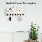 Lwenki Key Holder Wall Mount, Entryway Key and Mail Holder with 7 Sturdy Hooks for Sunglasses, Dog Leash, Decorative Wall Shelf with Mounting Hardware, 15”W x 6.7”H x 4.2”D - Image 3