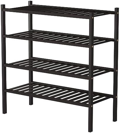ROMGUAR CRAFT 4 Tier Bamboo Shoe Rack for Closet Free Standing Wood Shoe Shelf for Entryway Small Space Stackable 27"x11"x26" (Brown) - Image 7