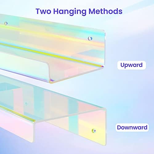 upsimples 4 Pcs 15" Iridescent Acrylic Shelves for Wall Decor and Display - Image 6