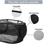 Durable Collapsible Laundry Baskets, Mesh Pop Up Laundry Hamper with Side Pocket, Foldable Clothes Hamper with Reinforced Carry Handles for Laundry, Bathroom, Kids Room, Dorm or Travel 2 Pack Black - Image 4