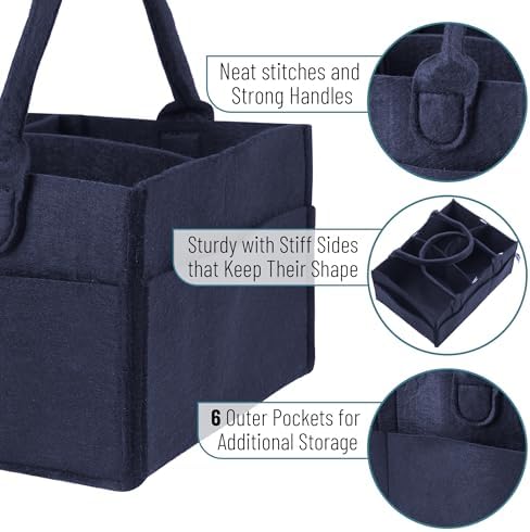 Mr. Pen- Baby Diaper Caddy Organizer, Navy Blue - Image 3
