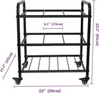 MM MELISEN Black Yoga Mat Storage Rack, Home Gym Studio Organizer Cart for Foam Roller, Yoga Strap and Resistance Bands, Movable Black Sports Equipment Storage Rack with Wheels - Image 3