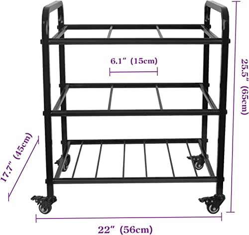 MM MELISEN Black Yoga Mat Storage Rack, Home Gym Studio Organizer Cart for Foam Roller, Yoga Strap and Resistance Bands, Movable Black Sports Equipment Storage Rack with Wheels - Image 3