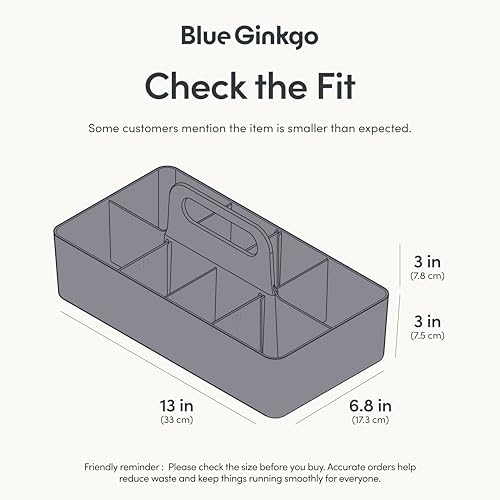 BLUE GINKGO Stackable Organizer Caddy, Long, Grey, Made in Korea - Image 3