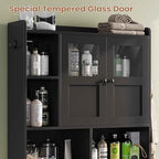 Itaar Over The Toilet Storage Cabinet, Over Toilet Bathroom Organizer with Glass Doors & Toilet Paper Holder Stand, Home Space-Saving Toilet Rack, for Bathroom, Restroom, Laundry(Black) - Image 6