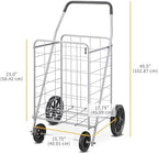 Whitmor Deluxe Utility Foldable Shopping Cart with Wheels, 100 Lb Capacity, Heavy Duty Grocery Cart with Steel Frame, Foam Handle, Rolling Folding Utility Trolley for Grocery, Laundry, Travel, Gray - Image 6