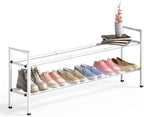 Bumusty 2 Tier Long Expandable Shoe Rack for Closet, White by BUMUSTY