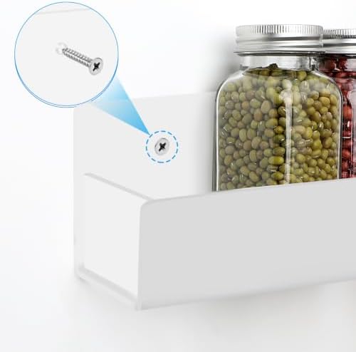 6 Inch Acrylic Spice Rack Wall Mount, White, 2 Pack - Image 4
