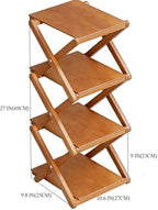 Bamboo Shoe Rack - No Assembly Required, Tall Narrow Foldable Shoe Organizer, Space-Saving Multifunctional Shelf for Entryways, Corners, Bedrooms, Balconies, 4 Layer Brown (Reinforced And Thickened ) - Image 3