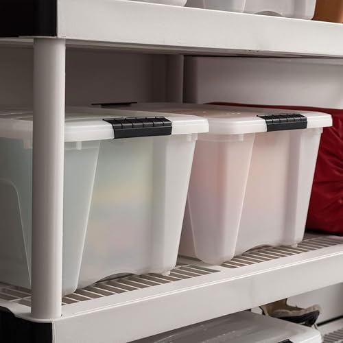 IRIS USA 8 Pack Stackable Storage Bin, 32 Quart Plastic Container Totes with Latching Lids for Home and Office Organization, Pearl - Image 5