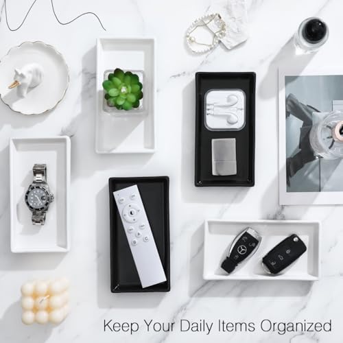 Luxspire Bathroom Vanity Tray Ceramic Perfume and Jewelry Dish, Mini, White - Image 5