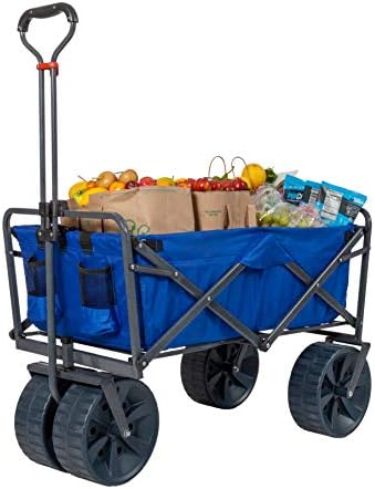 Mac Sports Heavy Duty Collapsible Folding All Terrain Utility Beach Wagon Cart, Blue/Black - Image 4