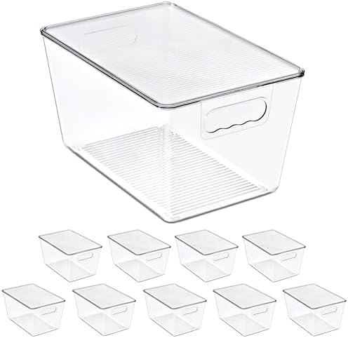 Sorbus Clear Storage Bins with Lids for Kitchen (Large, 10 Pack) by Sorbus