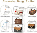 Purse Organizer for Closet,Clear Acrylic Display Case for Handbag Organizer, Purse Storage Box with Magnetic Door, Plastic Storage Bins for Book, Collectibles, Cosmetic (5 Pack) - Image 3