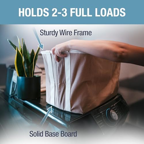 Collapsible Fabric Laundry Basket Premium, Cream Herringbone, 2 Pack - Image 2