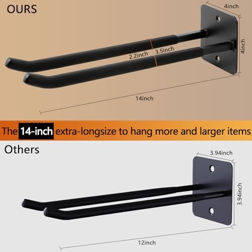 Sinoer 4 Pack Steel Wall Mount Double Garage Storage Hooks - Image 5