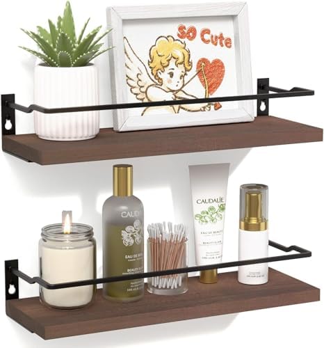 RICHER HOUSE Floating Shelves Bathroom, Small Wall Shelf Over Toilet 2 Set by RicherHouse